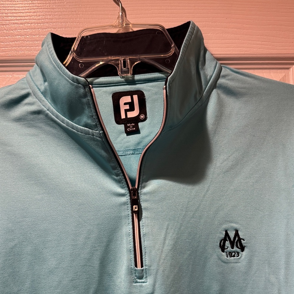 FootJoy Aqua Blue 1/4 Zip Golf Pullover with Embroidered Logo